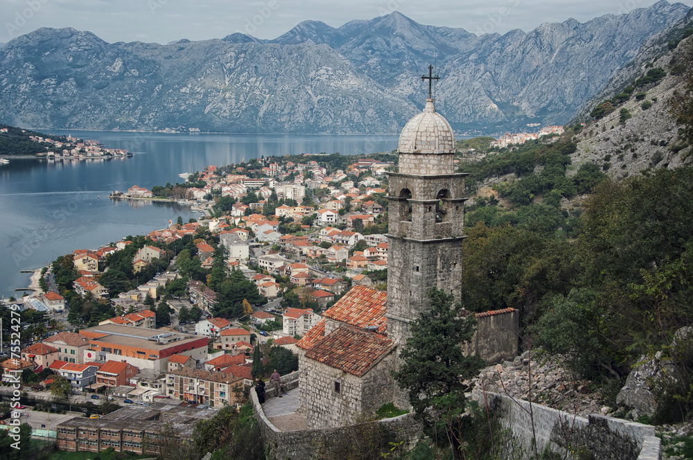 Kotor fortress and Bay. It is a popular summer resort