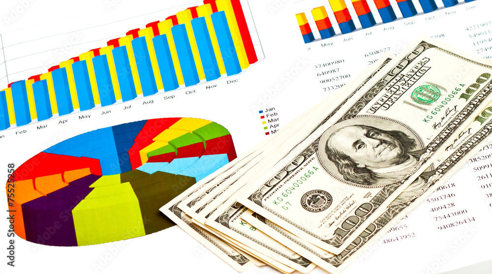 Business picture: money and financial graphs