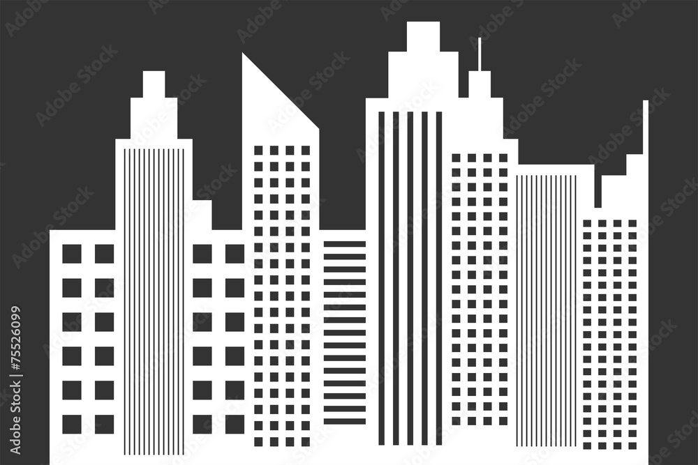 Modern City Skyline With Skyscrapers On Blackboard Vector Modern City Skyline With Skyscrapers On Blackboard Vector