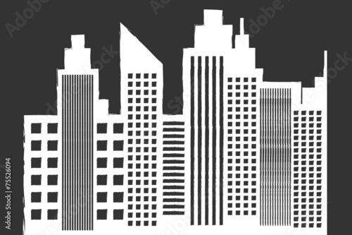 Modern City Skyline With Skyscrapers On Blackboard Vector