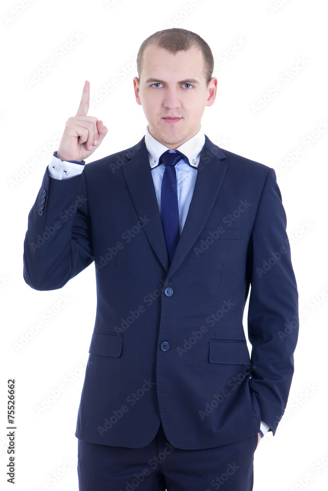 idea concept - business man pointing up isolated on white idea concept - business man pointing up isolated on white