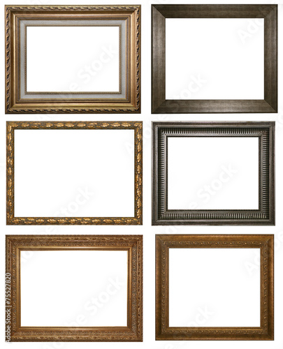 Set of Vintage gold picture frame, isolated with clipping path