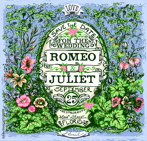 Floreal Vintage Wedding Invite