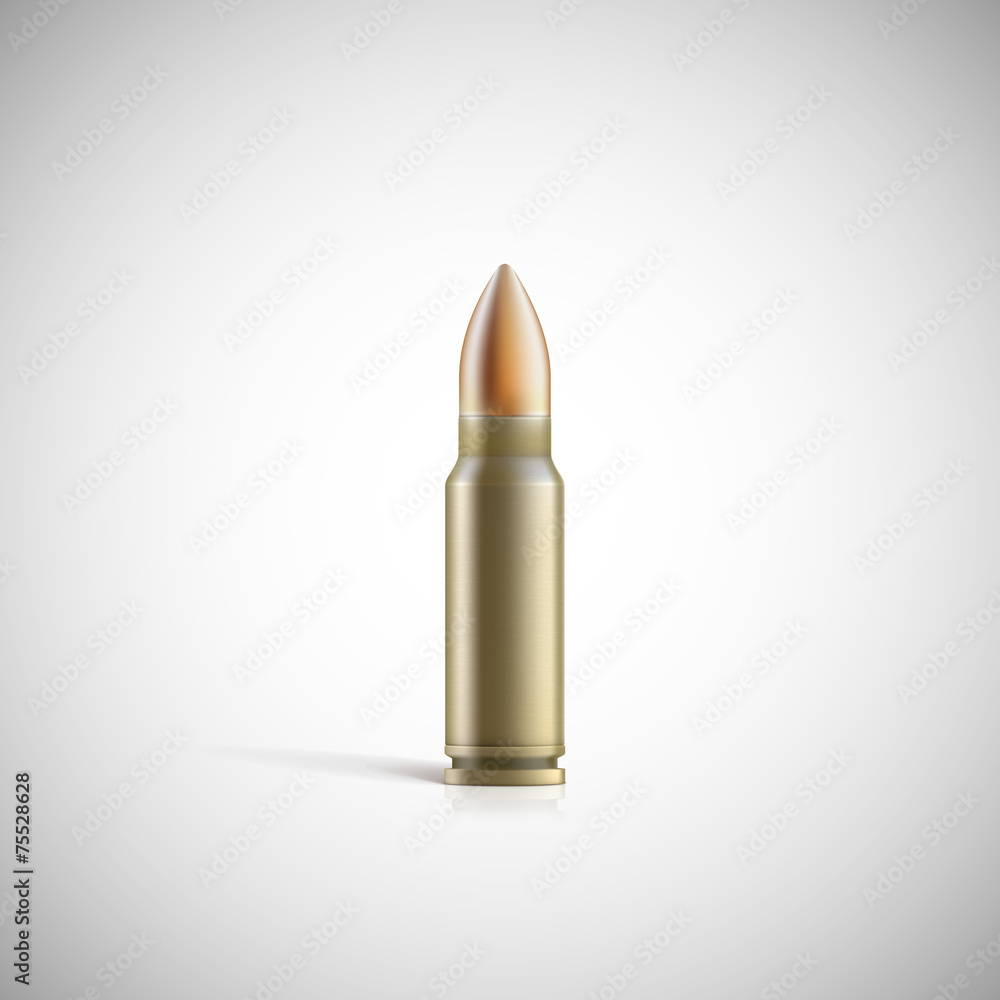 Rifle bullet isolated on white photo-realistic vector Rifle bullet isolated on white photo-realistic vector