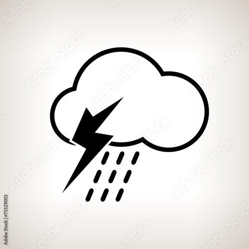 Silhouette cloud with thunderstorm , vector illustration