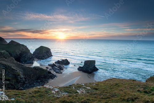 Sunset at Bedruthan Steps photo
