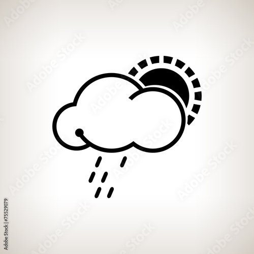 Silhouette cloud with sun and rain , vector illustration