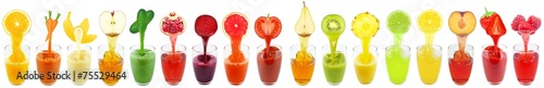 Fototapeta collage of fruit and vegetable juice