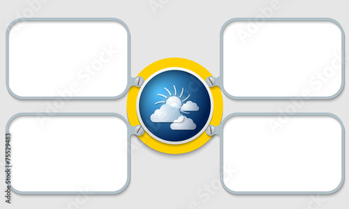 four vector frames for text and sun and clouds