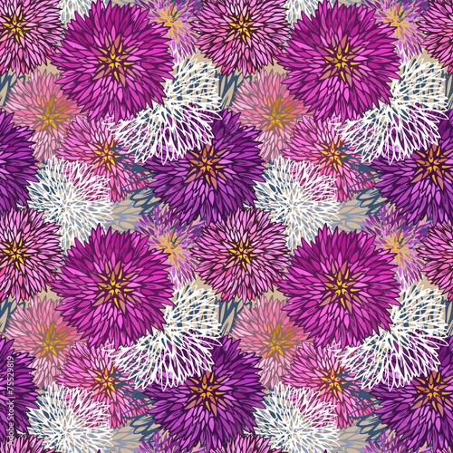 Seamless hand-drawn  aster pattern