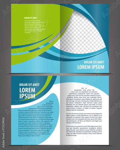 Vector empty bi-fold brochure print template design