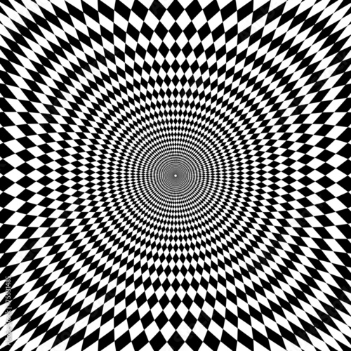 Vector optical illusion zoom black and white background 