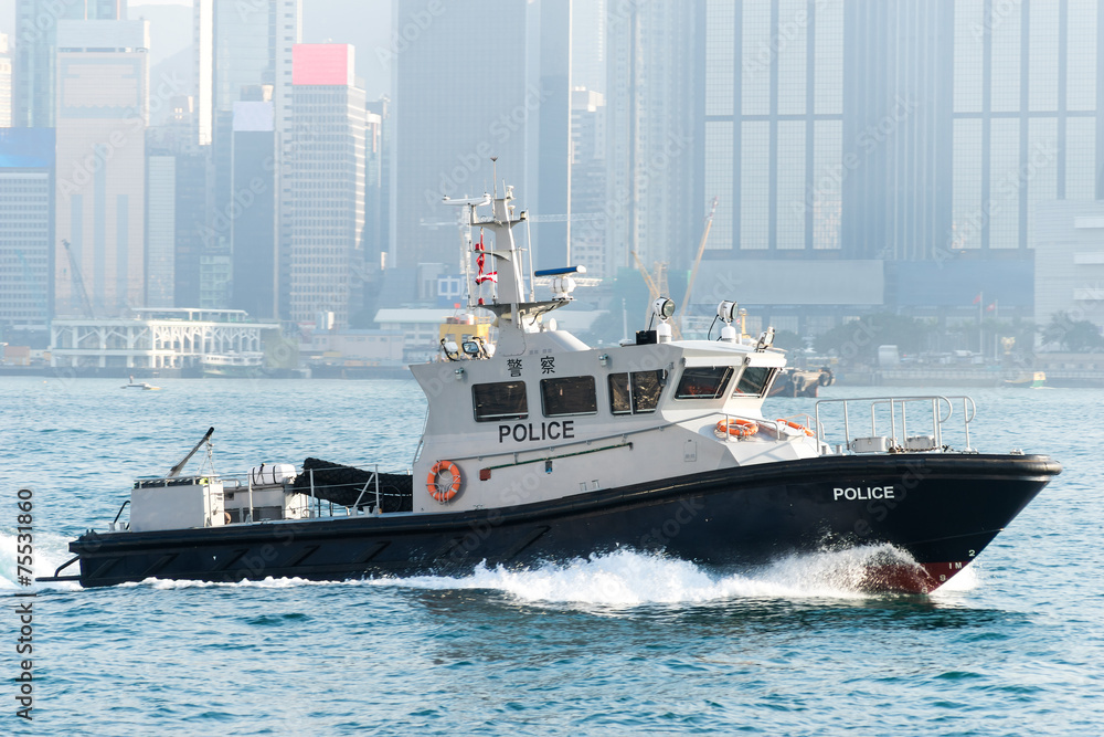 Naklejka premium Marine Police in Hong Kong (香港海上警察)