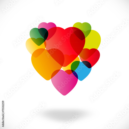Saint Valentin - Cœurs multicolores