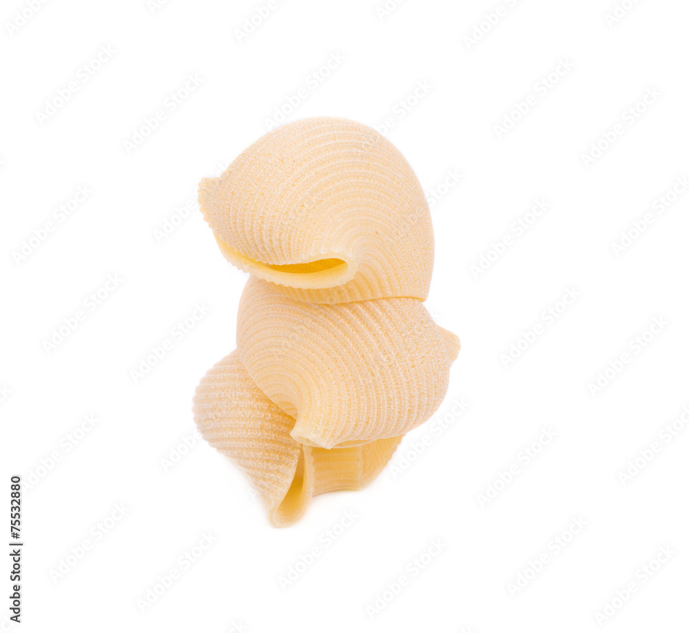 Uncooked pasta lumaconi. Uncooked pasta lumaconi.