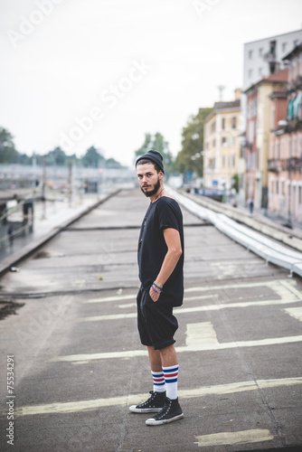 young handsome bearded hipster man