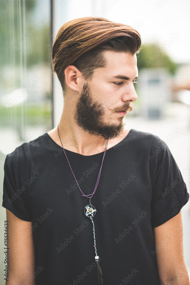 young handsome bearded hipster man young handsome bearded hipster man