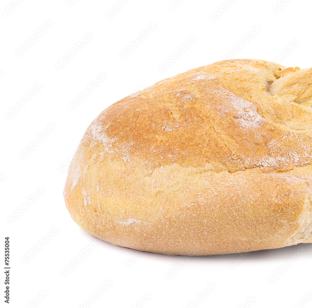 Round loaf of white bread. Close up.