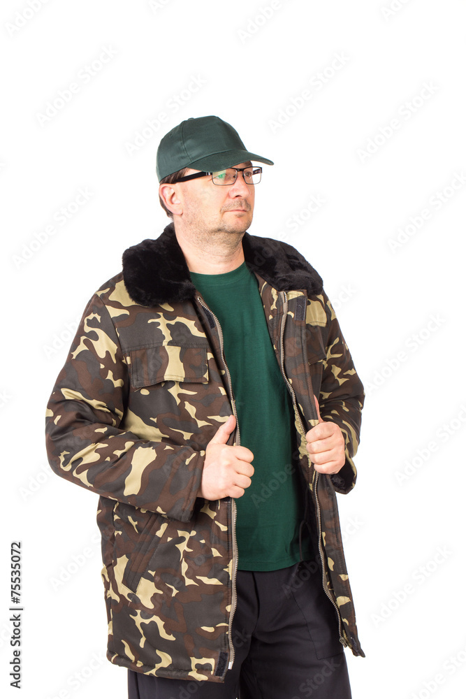 Man in military vest. Man in military vest.