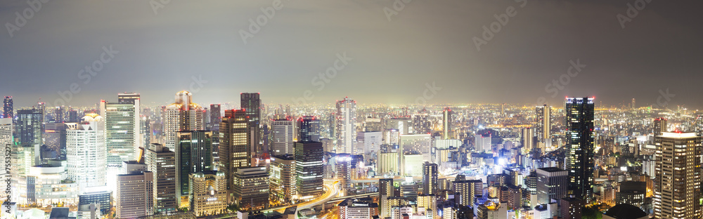 Panoramic view of skyline in Osaka, Japan