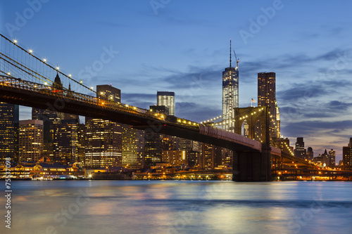 Brooklyn Bridge in New York At Night