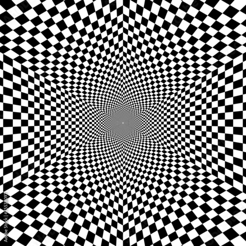 Black and white optical illusion hexagon vector pattern, backgro