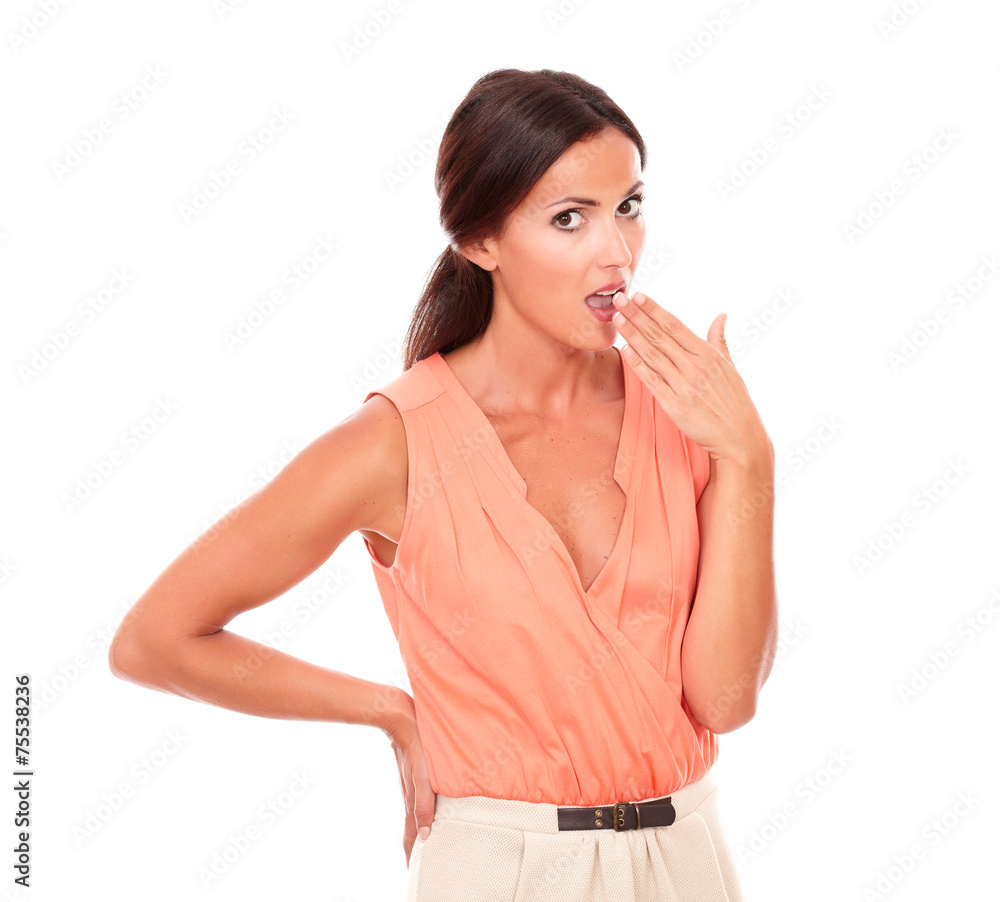 Beautiful lady with hand gesturing error Beautiful lady with hand gesturing error