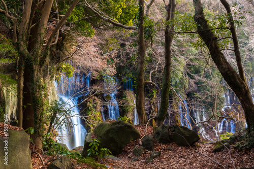 Shiraito no Taki waterfall with rainbow photo