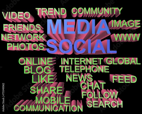 Media social definition with 3d letter