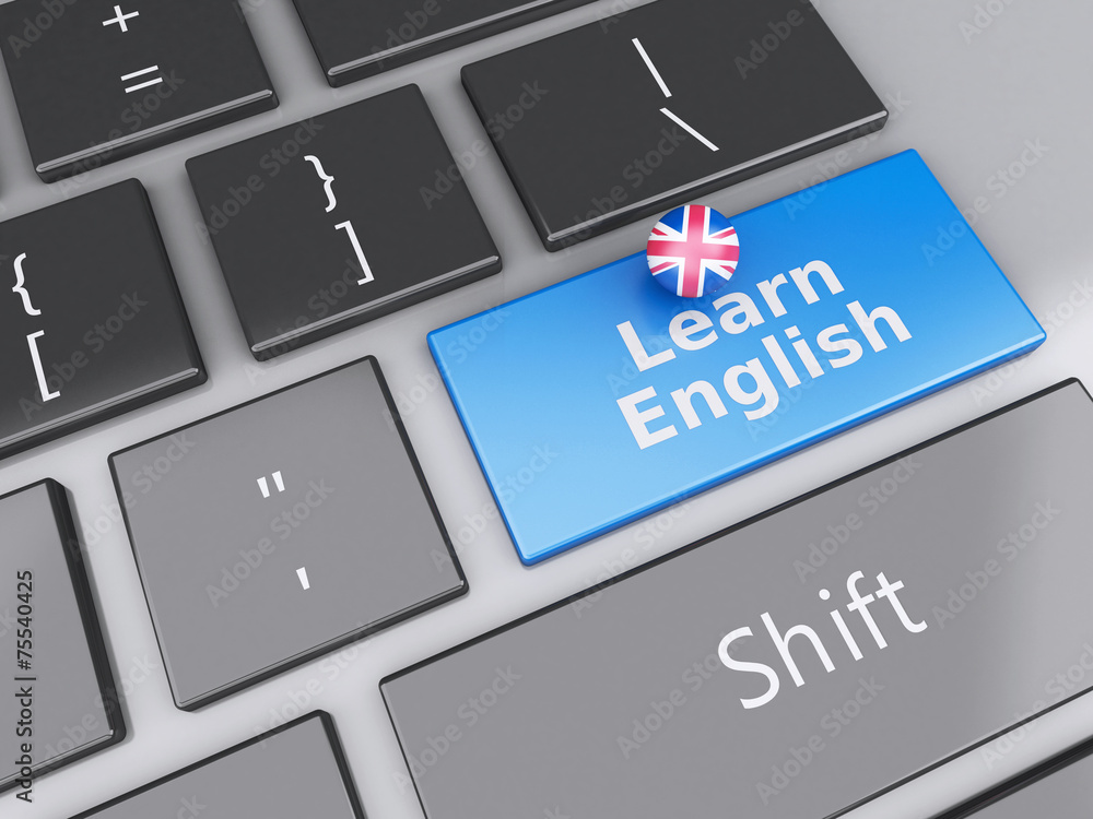 Fototapeta premium 3d Learn English on computer keyboard. Education concept