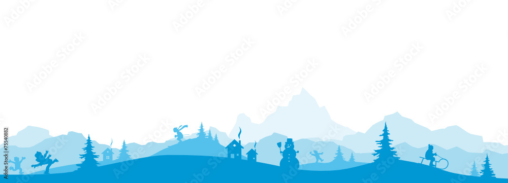 Naklejka premium Winterlandschaft blau