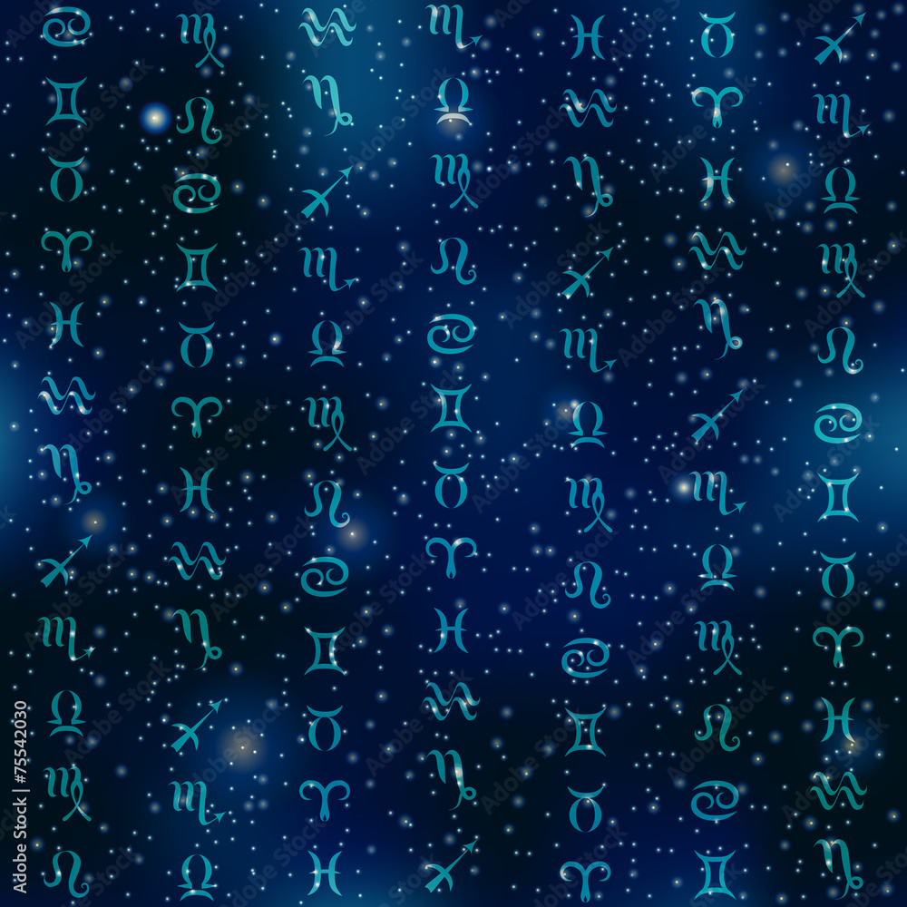 Zodiac symbols on space background. Zodiac symbols on space background.