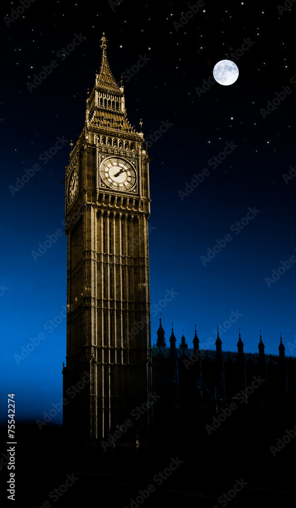 Big Ben bei Nacht - obrazy, fototapety, plakaty 