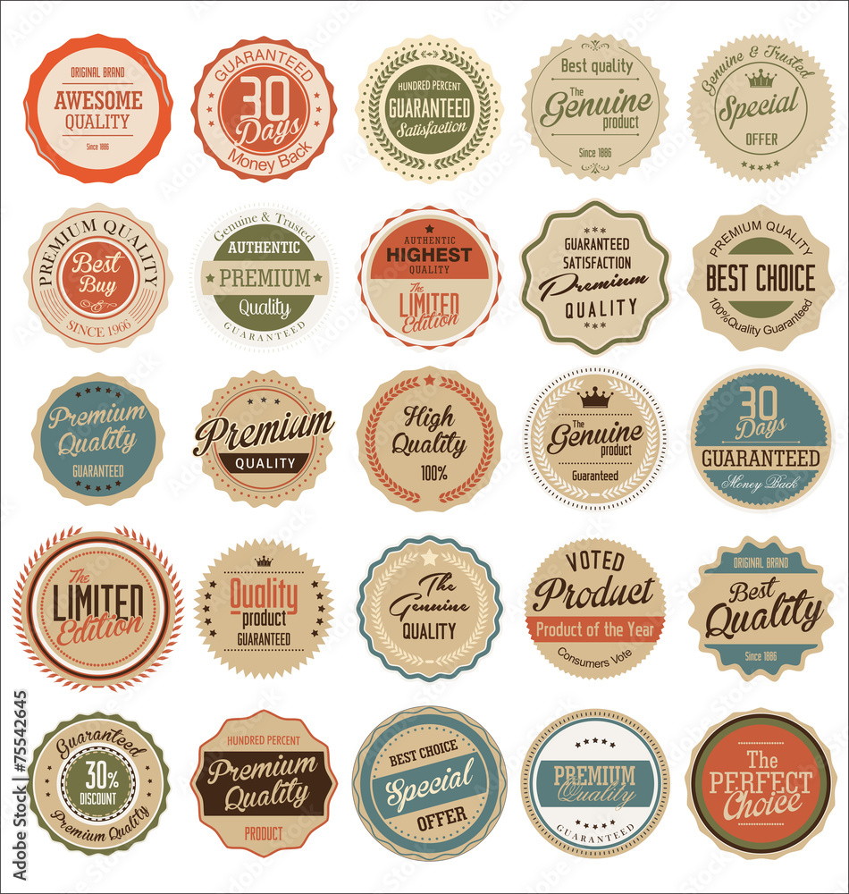 Premium quality retro badges Premium quality retro badges