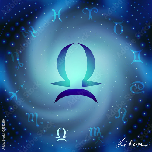 Space spiral with astrological Libra symbol