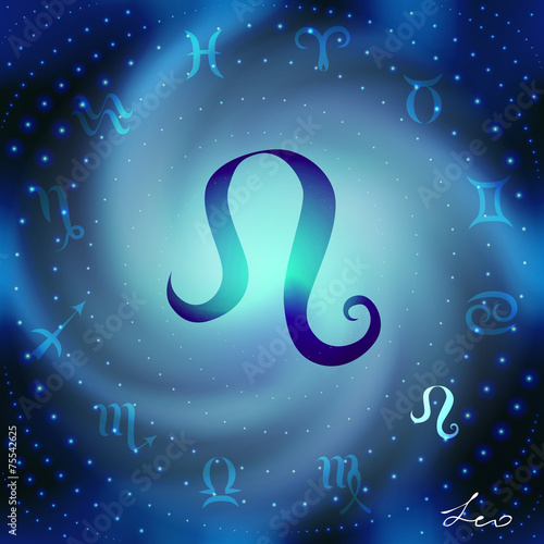 Space spiral with astrological Leo symbol