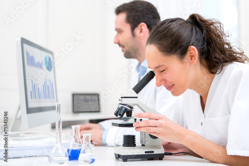 Young attractive woman working in a laboratory
