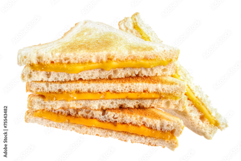 Fototapeta premium Pile of cheese toast sandwiches , isolated on white