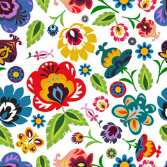 Traditional Polish folk floral pattern vector