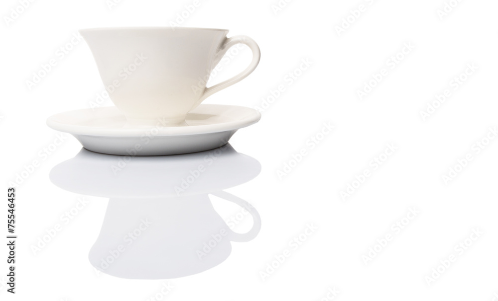 Ceramic saucer and teacup over white background Ceramic saucer and teacup over white background