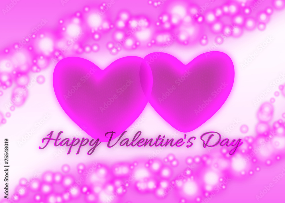 Pink hearts and text Happy Valentine's Day