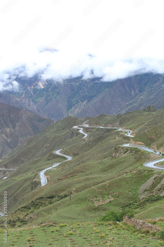 curve road in tibet,china curve road in tibet,china