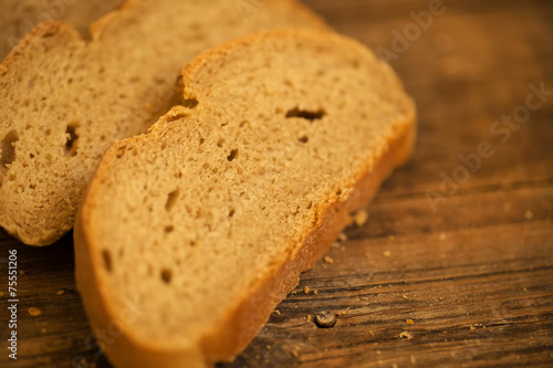 Sliced fresh bread on the table