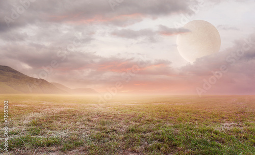 Fantasy beautiful landscape background with sky