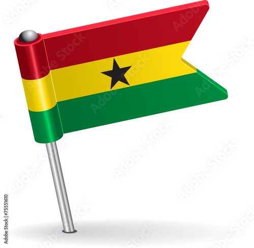 Ghana pin icon flag. Vector illustration