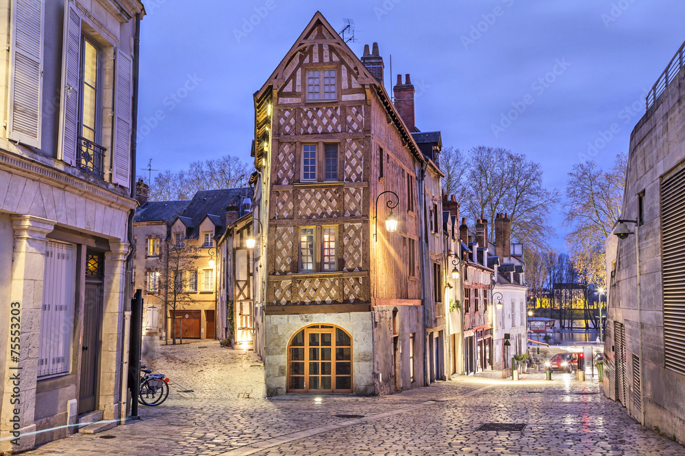 Half-timbered house in the center of Orleans
