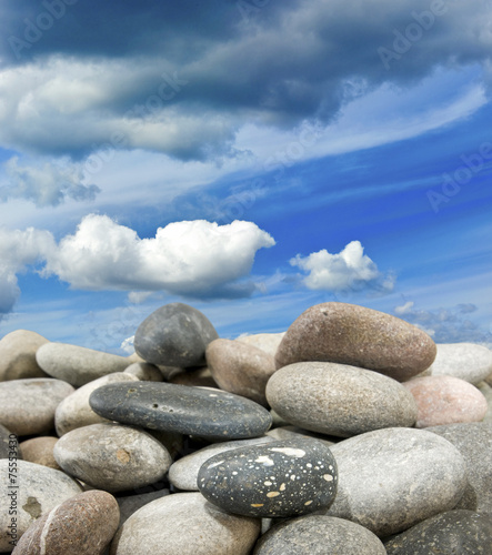 stones on blue sky background