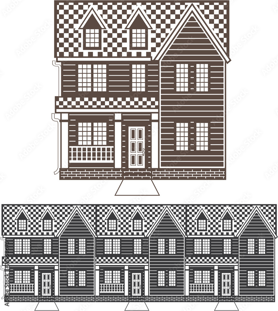 TownHouse row of townhomes vector