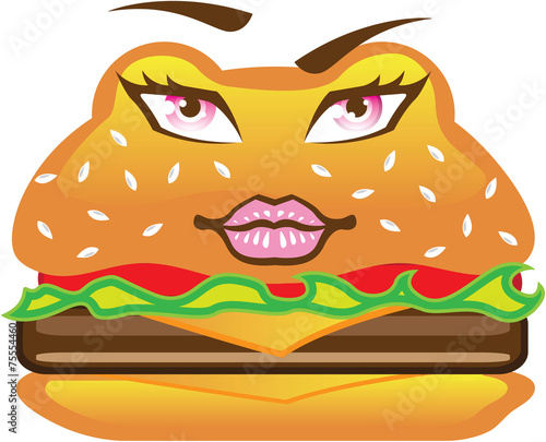 Hamburger with eyes vector