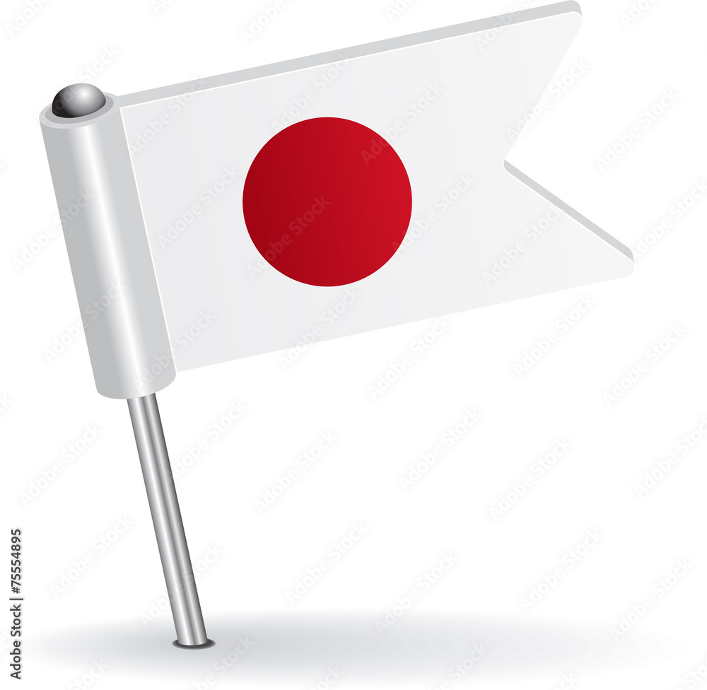 Japanese pin icon flag. Vector illustration Japanese pin icon flag. Vector illustration